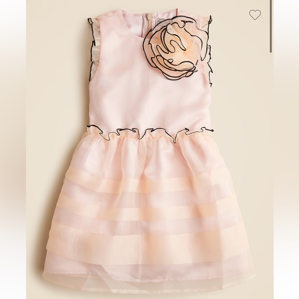 New J.Crew Collection girls Pink Organza rosette ruffle Party Dress